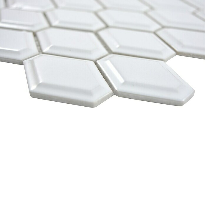 Mosaikfliese Diamant CG MD 1WG (25,2 x 26,5 cm, Weiß, Glänzend)