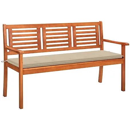 Furnicato Gartenbank aus Eukalyptusholz mit Auflage, 150 x 60 x 89 cm