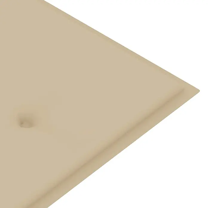 Furnicato Gartenbank aus Eukalyptusholz mit Auflage, 150 x 60 x 89 cm -  - Beiges, gestepptes Kissen mit Knopfdetail.