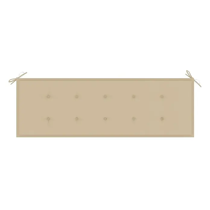 Furnicato Gartenbank aus Eukalyptusholz mit Auflage, 150 x 60 x 89 cm -  - Rechteckiges beiges getuftetes Bankkissen mit Eckbändern.