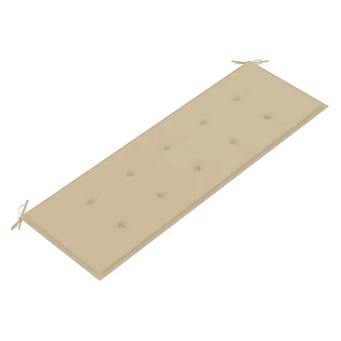 Furnicato Gartenbank aus Eukalyptusholz mit Auflage, 150 x 60 x 89 cm -  - Beiges getuftetes Bankkissen mit Befestigungsbändern.