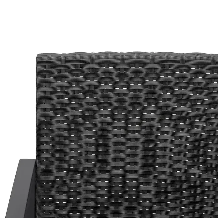Furnicato Gartenbank PP-Rattan Anthrazit - B x T x H: 152,5 x 57 x 77,5 cm, Schwarz - Dunkelgraue geflochtene Rückenlehne aus synthetischem Rattan mit grauer Armlehne.