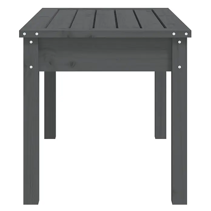 Furnicato Gartenbank Kiefer-Massivholz - B x T x H: 80 x 44 x 45 cm, Graue Kiefer - Grauer Holztisch mit Lattenplatte.
