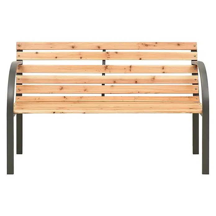 Furnicato Gartenbank Chinesisches Tannenholz - Braun - Parkbank aus Holz und dunkelgrauem Metall mit Lattenrostsitz und Rückenlehne.