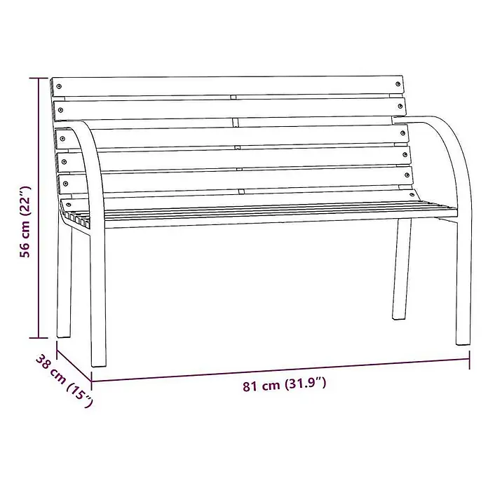 Furnicato Gartenbank Chinesisches Tannenholz - B x T x H: 81 x 38 x 56 cm, Braun - Gartenbank mit Holzlatten und Metallgestell, Gesamthöhe 56 cm, Sitzhöhe 38 cm, Länge 81 cm.