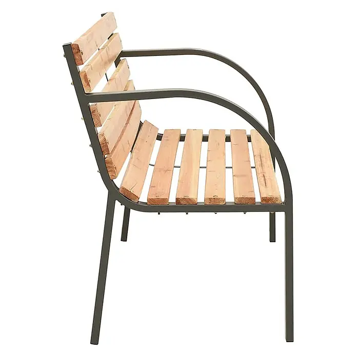 Furnicato Gartenbank Chinesisches Tannenholz - B x T x H: 81 x 38 x 56 cm, Braun - Gartenbank mit dunkelgrauem Metallrahmen und hellen Holzlatten für Sitz und Rückenlehne.