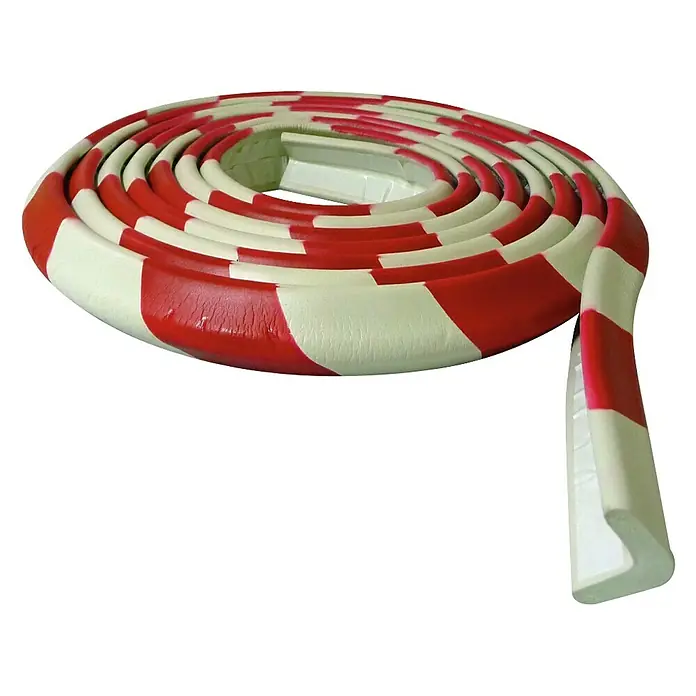 Banda de gomaespuma PUS300RB - L x An: 5 m x 3 cm - Protector de bordes de cinta de peligro enrollada con rayas rojas y blancas. Brinda protección a los niños contra bordes afilados.