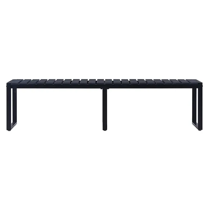 Furnicato Gartenbank PS-Platte - B x T x H: 180 x 40 x 45 cm, Schwarz - Schwarze Metallbank mit Lattenrost-Sitzfläche und drei Stützbeinen.