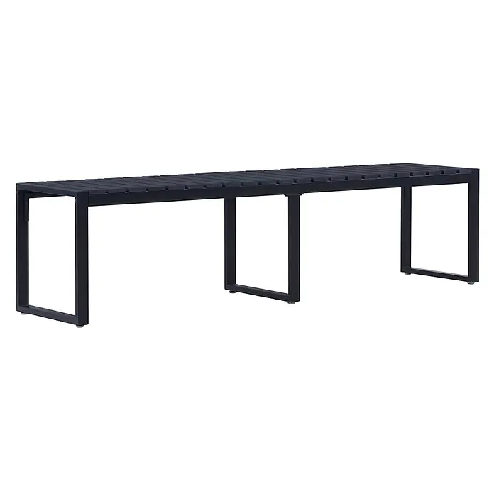Furnicato Gartenbank PS-Platte - B x T x H: 180 x 40 x 45 cm, Schwarz - Schwarze Metall-Lattenbank mit modernem, robustem Rahmen.