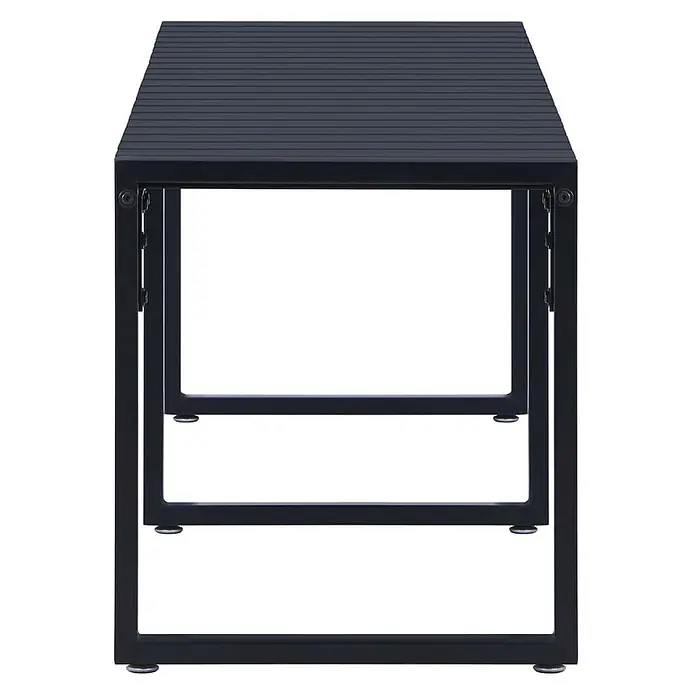 Furnicato Gartenbank PS-Platte - B x T x H: 180 x 40 x 45 cm, Schwarz - Dunkelgraue Metall-Gartenbank mit Lamellenplatte und stabilem Vierkantrahmen.