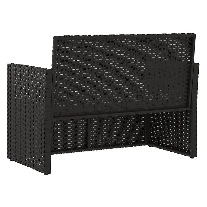 Furnicato Gartenbank - Schwarz - Schwarzes geflochtenes Polyrattan Outdoor-Sofa-Modul.