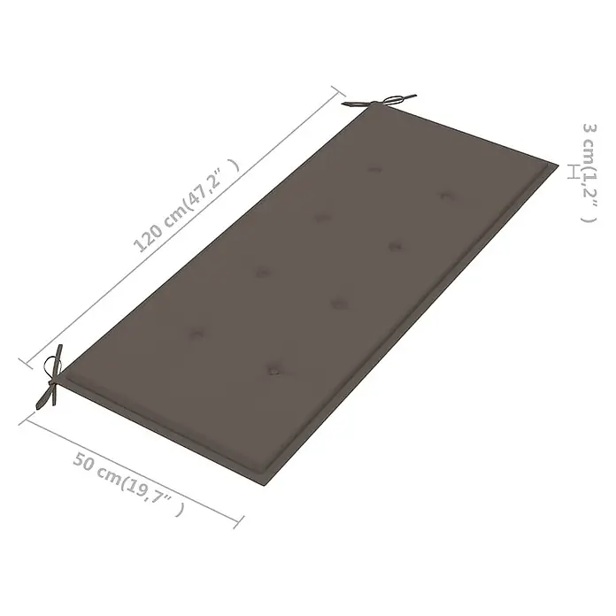 Furnicato Gartenbank - B x T x H: 60 x 120 x 89 cm, Taupe - Braunes, getuftetes, rechteckiges Bankkissen mit Bändern.