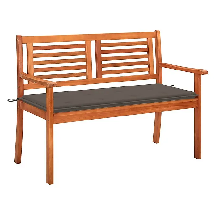 Furnicato Gartenbank - B x T x H: 60 x 120 x 89 cm, Taupe - Holz-Gartenbank mit dunkelgrauem Kissen für bequemes Sitzen im Freien.