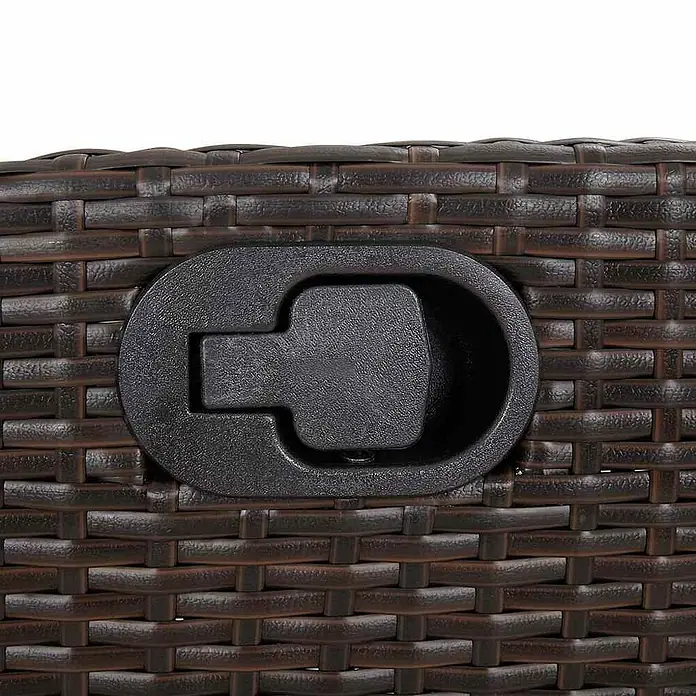 Furnicato Gartenbank - B x T x H: 105 x 90 x 93 cm, Braun - Schwarzer Kunststoffgriff auf dunkelbraunem Rattan-Geflecht.