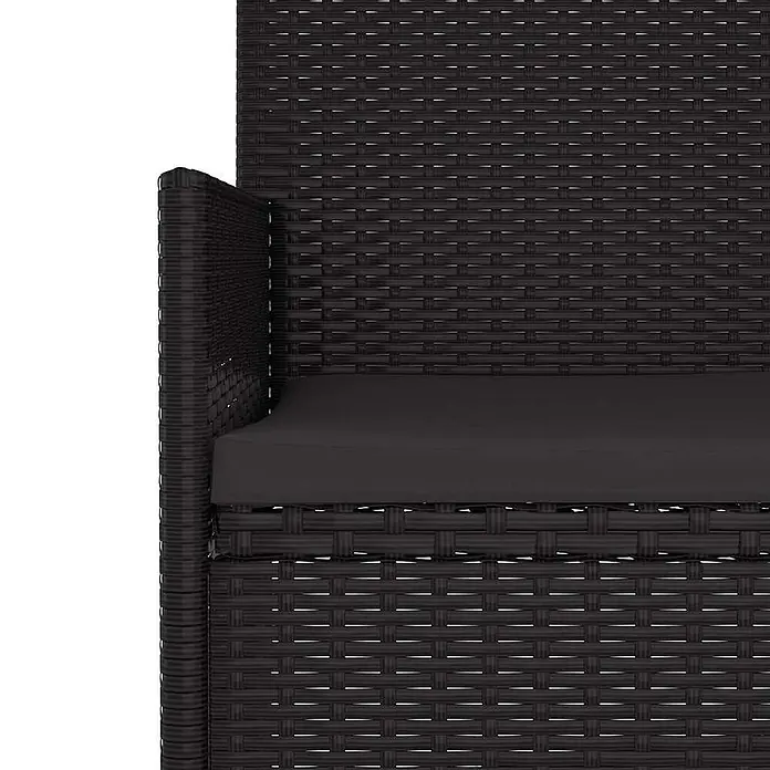 Furnicato Gartenbank - Schwarz - Schwarze Rattan-Gartenbank mit dunkelgrauem Kissen.