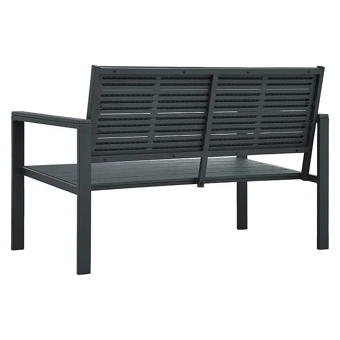 Furnicato Gartenbank HDPE Holz-Optik - B x T x H: 120 x 64 x 78 cm, Grau - Anthrazitfarbene Gartenbank mit Lattenrostsitz und Rückenlehne.