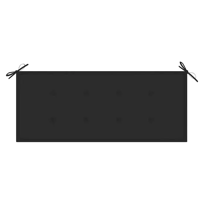 Furnicato Gartenbank Akazienholz geölt - B x T x H: 58 x 120 x 90 cm, Schwarz - Schwarzes rechteckiges getuftetes Kissen mit Befestigungsbändern.