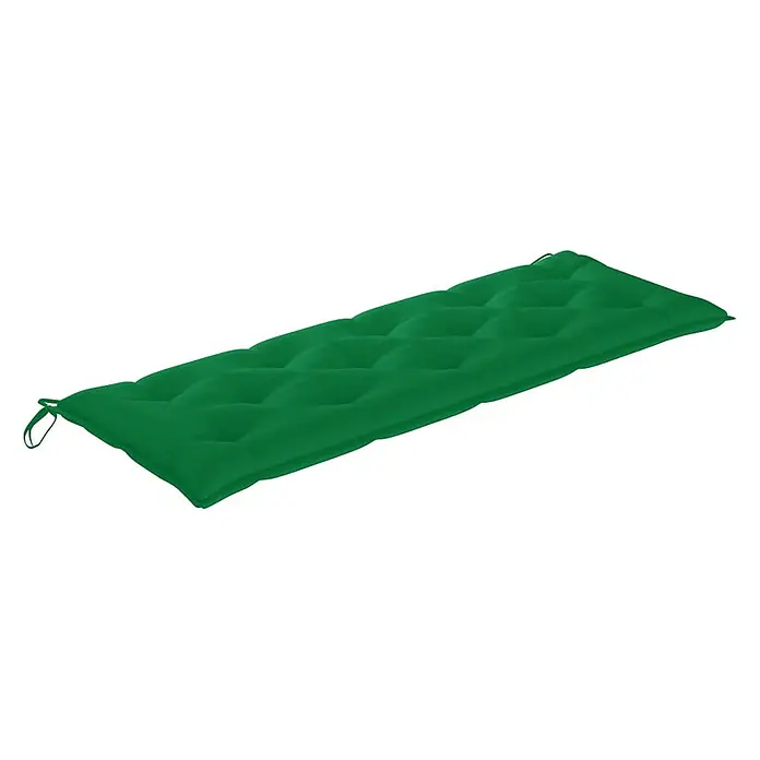 Furnicato Gartenbank Eukalyptusholz geölt - B x T x H: 150 x 60 x 89 cm, Grün - Grünes gestepptes Bankkissen mit Befestigungsbändern.