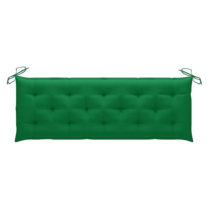 Furnicato Gartenbank Eukalyptusholz geölt - B x T x H: 150 x 60 x 89 cm, Grün - Grünes, getuftetes Bankkissen mit Bindebändern.