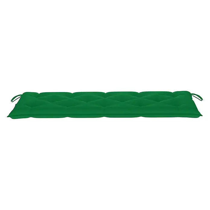 Furnicato Gartenbank Eukalyptusholz geölt - B x T x H: 150 x 60 x 89 cm, Grün - Lange grüne gesteppte Bankauflage mit Befestigungsbändern.