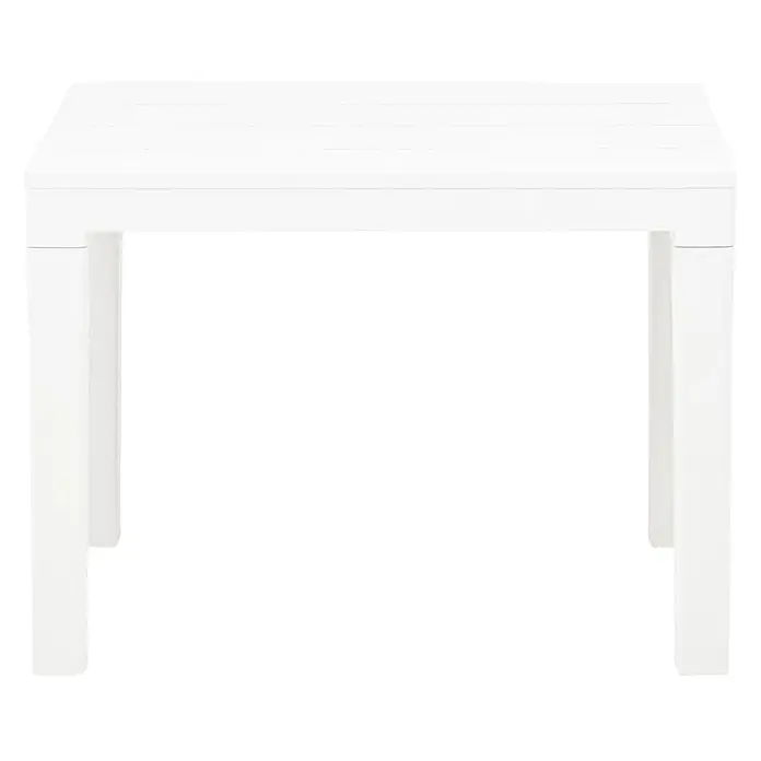 Furnicato Gartenbank Kunststoff Holzoptik - B x T x H: 60 x 38,5 x 45 cm, Weiß - Weißer quadratischer Tisch mit Lattenplatte.