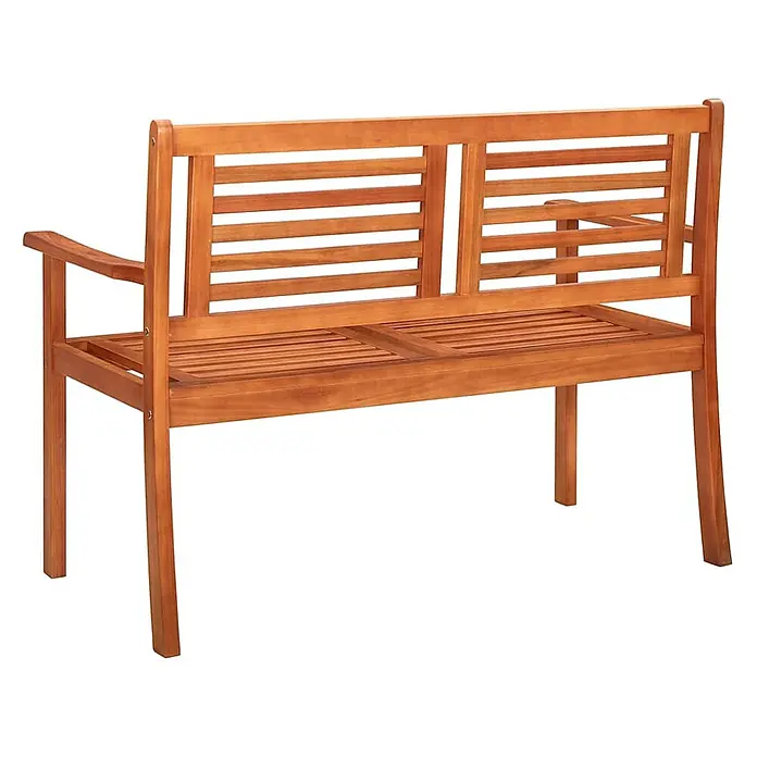 Furnicato Gartenbank Eukalyptusholz geölt - B x T x H: 120 x 60 x 89 cm, Grün - Braune Holz-Gartenbank mit Lattenrost-Sitzfläche, Rückenlehne und Armlehnen.