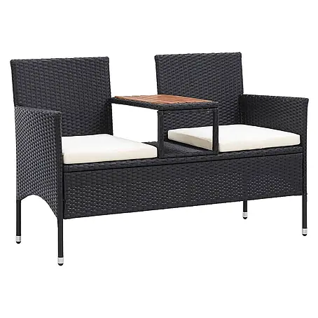 Furnicato  Gartenbank PE-Rattan Cremeweiß