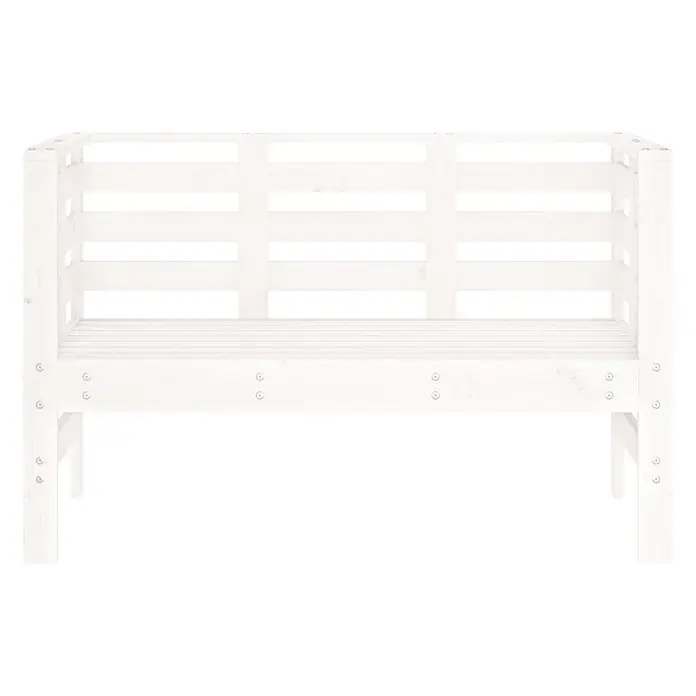 Furnicato Gartenbank Kiefernholz-Massivholz - B x T x H: 111,5 x 53 x 71 cm, Weiße Kiefer - Weiße Holzbank mit Latten für den Außenbereich.