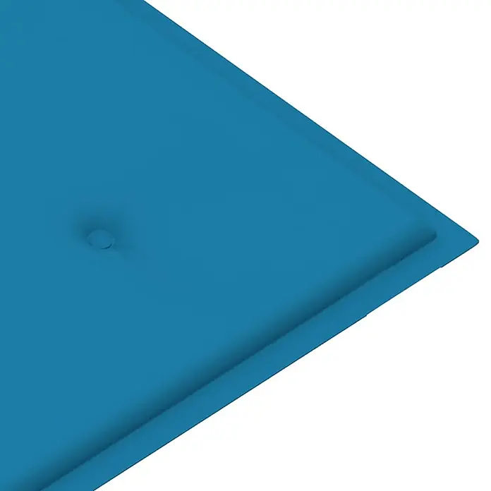 Furnicato Gartenbank Teakholz lackiert - B x T x H: 112 x 55 x 94 cm, Blau - Blaues Polsterkissen mit Knopfheftung.