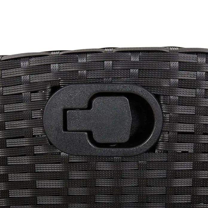 Furnicato Gartenbank - B x T x H: 86 x 86 x 93 cm, Schwarz - Schwarze Rattan-Muster-Oberfläche mit einem eingelassenen schwarzen Kunststoffgriff.
