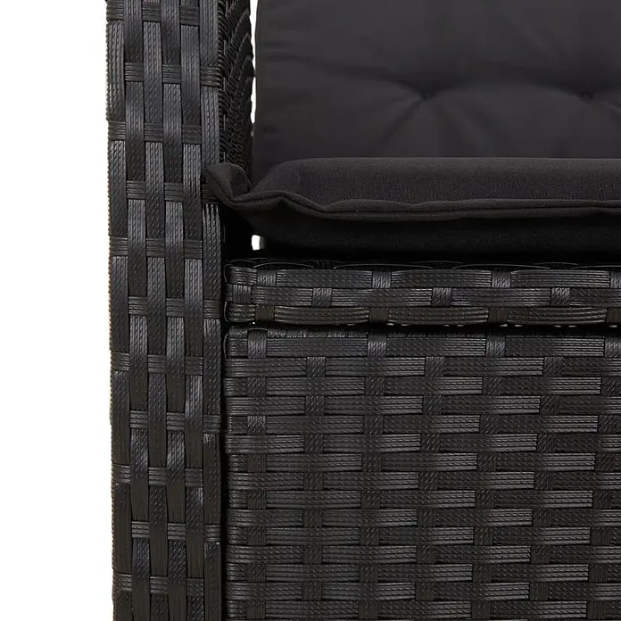 Furnicato Gartenbank - B x T x H: 86 x 86 x 93 cm, Schwarz - Schwarzer geflochtener Rattan-Gartenstuhl mit schwarzen Polstern.