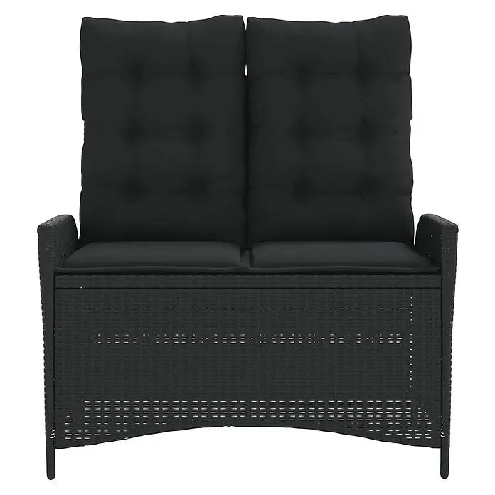 Furnicato Gartenbank - B x T x H: 86 x 86 x 93 cm, Schwarz - Schwarze Rattan 2-Sitzer Gartenbank mit schwarzen hohen Rücken- und Sitzkissen.
