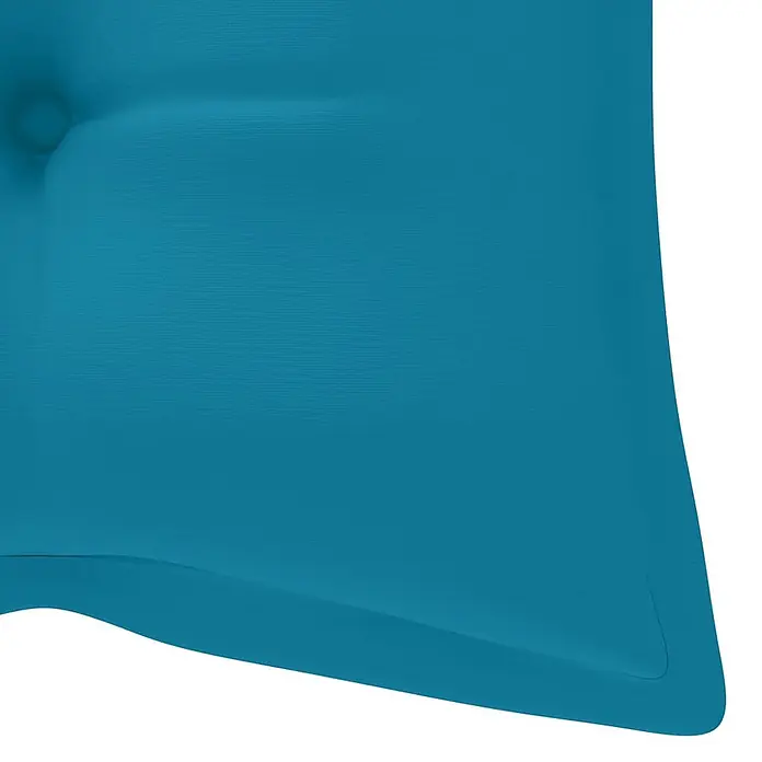 Furnicato Gartenbank Akazienholz geölt - B x T x H: 58 x 120 x 90 cm, Hellblau - Nahaufnahme eines leuchtend türkisen Kissens mit Knopf, das seinen strukturierten Stoff zeigt.