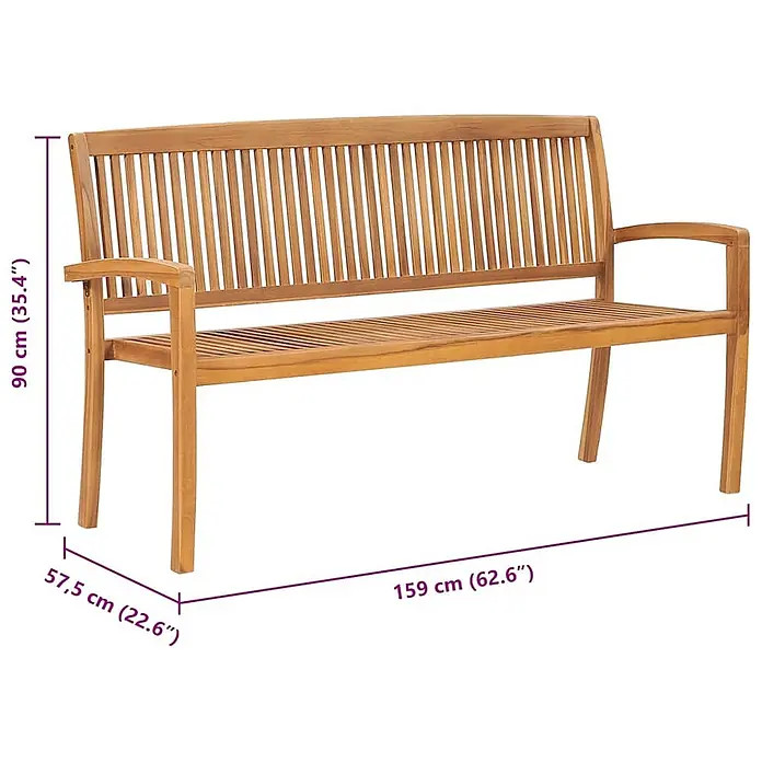 Furnicato Gartenbank Teak-Hartholz - B x T x H: 159 x 57,5 x 90 cm, Braun - Gartenbank aus Naturholz mit Lattenrost und Armlehnen. Maße: 159 cm L x 57,5 cm B x 90 cm H.
