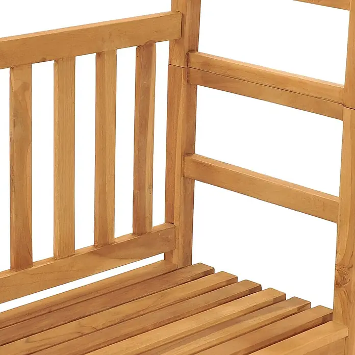 Furnicato Gartenbank Teak-Hartholz - B x T x H: 115 x 45 x 170 cm, Braun - Detail einer hellbraunen Holzbank oder eines Regals mit Lattenrost.