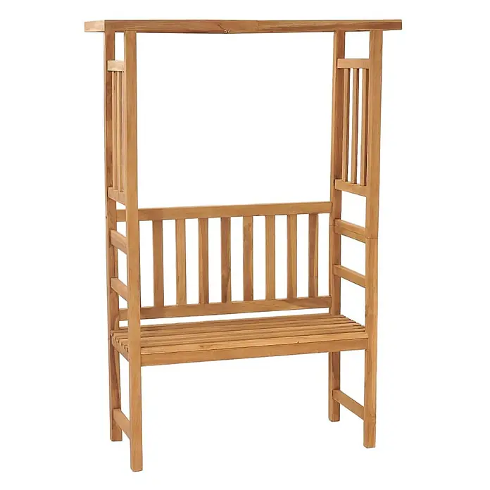 Furnicato Gartenbank Teak-Hartholz - B x T x H: 115 x 45 x 170 cm, Braun - Hellbraune Gartenbogenbank aus Holz für den Außenbereich.