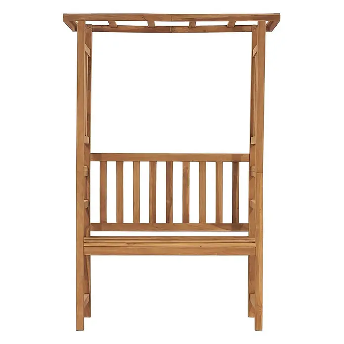 Furnicato Gartenbank Teak-Hartholz - B x T x H: 115 x 45 x 170 cm, Braun - Gartenbank aus Holz mit integrierter Pergola, ideal für den Außenbereich.