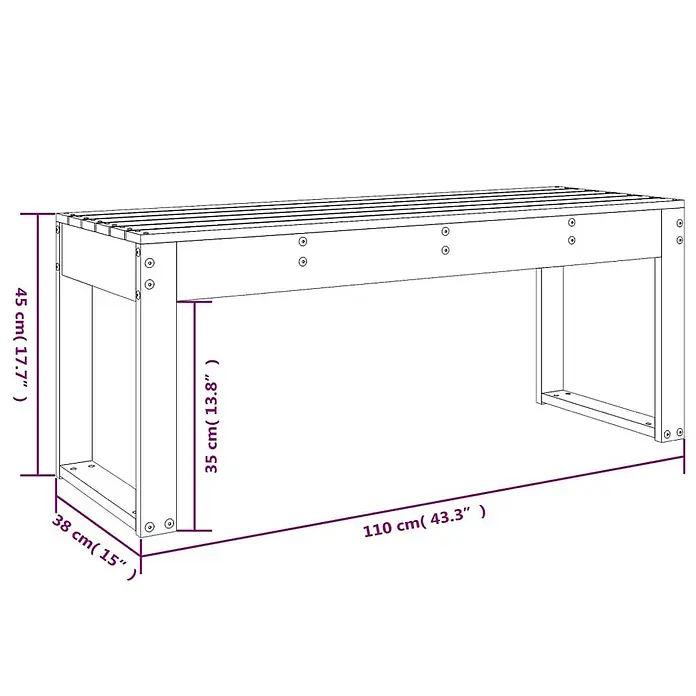 Furnicato Gartenbank Kiefernholz Honigbraun - B x T x H: 110 x 38 x 45 cm, Honigbraune Kiefer - Gartenbank aus Holz mit Lattenrost und rechteckigen Beinen.