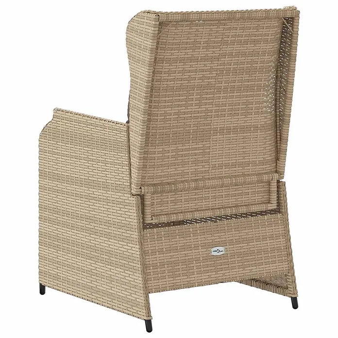 Furnicato Gartenbank - B x T x H: 55 x 67 x 95 cm, Beige und Grau - Beiger Polyrattan Gartensessel, Rückansicht links.