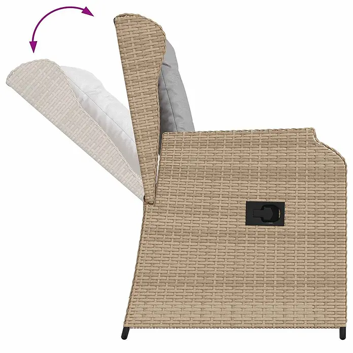 Furnicato Gartenbank - B x T x H: 55 x 67 x 95 cm, Beige und Grau - Beige Aufbewahrungsbox im Rattan-Stil mit aufklappbarem Deckel, der Kissen zeigt.