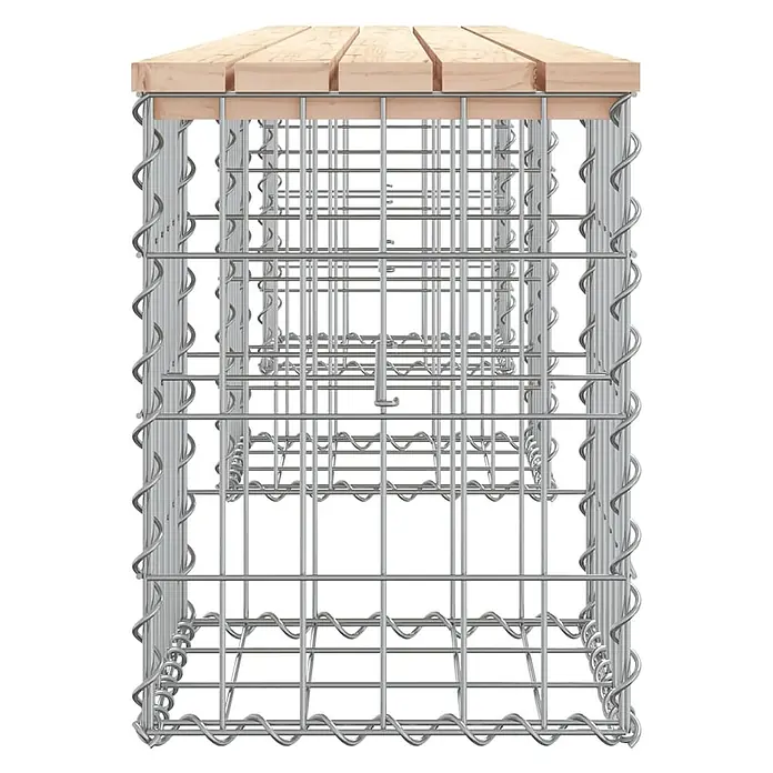 Furnicato Gartenbank - Natürliche Kiefer - Gabionenkorb mit Holzplatte, aus verzinktem Metallgitter, geeignet als Sitzbank oder Tisch.