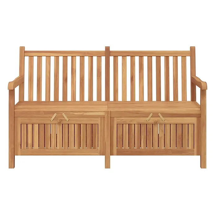 Furnicato Gartenbank Teak-Massivholz - B x T x H: 60 x 150 x 90 cm, Braun - Hölzerne Gartenbank mit zwei integrierten Staufächern.