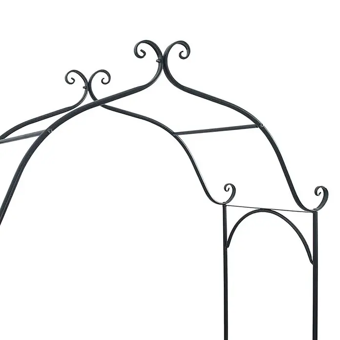 Furnicato Gartenbank Vollstahl - B x T x H: 48 x 121 x 200 cm, Schwarz - Schwarzer Metall-Gartenbogen mit dekorativen Schnörkeln.