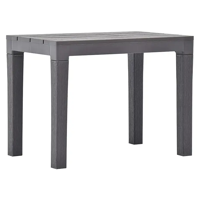 Furnicato Gartenbank Kunststoff Moccafarben - B x T x H: 60 x 38,5 x 45 cm, Mokka - Dunkelgrauer rechteckiger Beistelltisch mit Lattenplatte und texturierten Beinen.