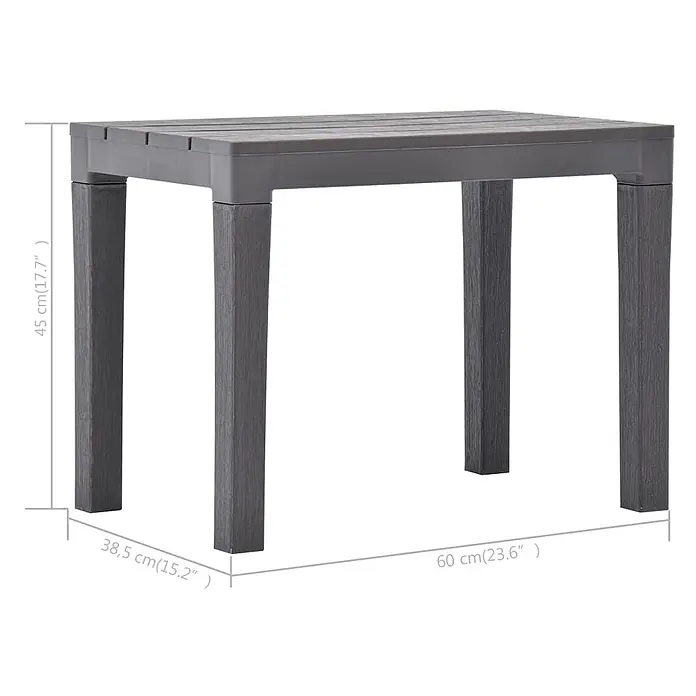 Furnicato Gartenbank Kunststoff Moccafarben - B x T x H: 60 x 38,5 x 45 cm, Mokka - Grauer Kunststoff-Gartentisch mit Holzoptik-Beinen. Maße: 60x38,5x45 cm (BxTxH).