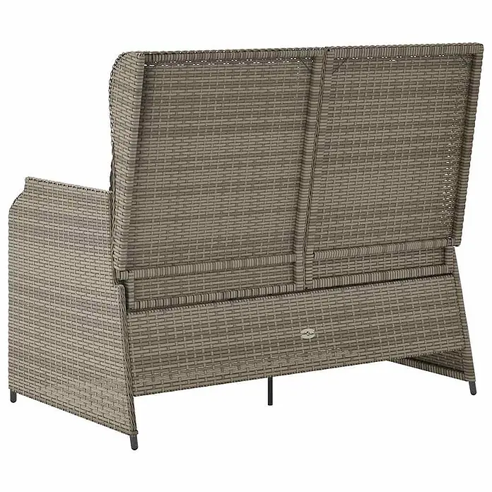 Furnicato Gartenbank - B x T x H: 95 x 110 x 95 cm, Grau - Graues Polyrattan 2-Sitzer Gartensofa, Rück- und Seitenansicht.
