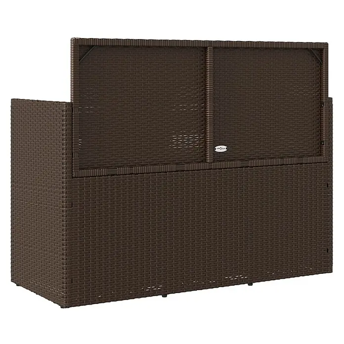 Furnicato Gartenbank - B x T x H: 120 x 50 x 90,5 cm, Braun - Dunkelbraune Rattan-Gartenbox mit teilweise geöffnetem Deckel.