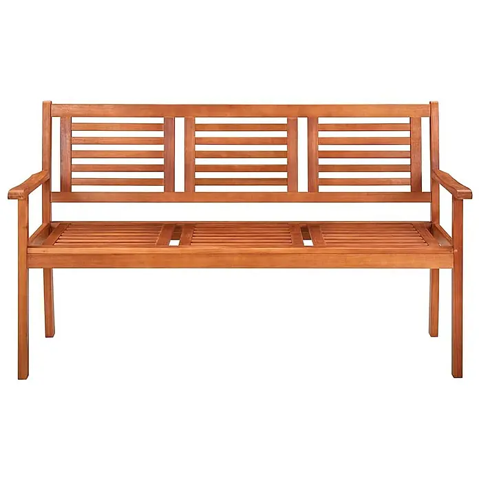 Furnicato Gartenbank Eukalyptusholz geölt - B x T x H: 150 x 60 x 89 cm, Grau - Braune Gartenbank aus Holz mit Lattenrückenlehne und Sitzfläche, mit Armlehnen.
