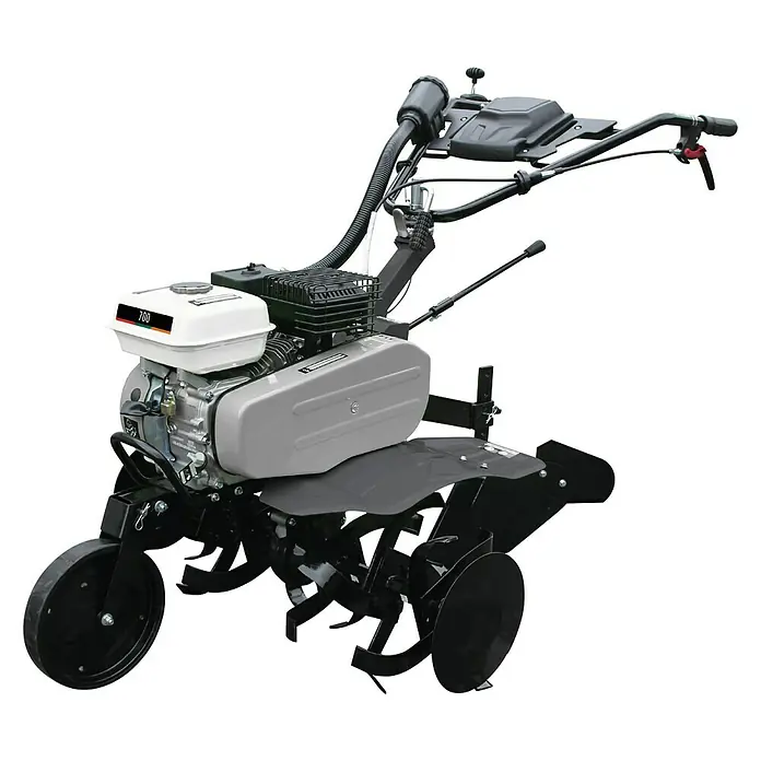 Azada de gasolina Le Mans 700F - 5,2 kW, 212 cm³, Recomendación máxima de superficie: 1.400 m² - Aquí hay una imagen detallada de una motoazada, que es una herramienta útil para la preparación del suelo y tareas de jardinería.