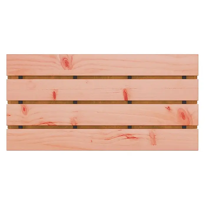 Furnicato Gartenbank Douglasienholz lackiert - B x T x H: 40 x 80 x 43 cm, Wetterfeststahl - Helle Holzlattenplatte mit Ästen, mit horizontalen Brettern, dunklen Verbindern und brauner Rückseite.